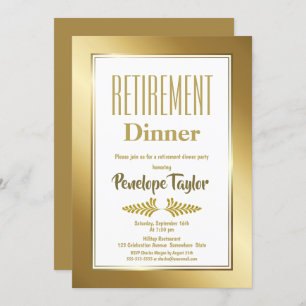 Gold Glitter Retirement Dinner Party Invitation