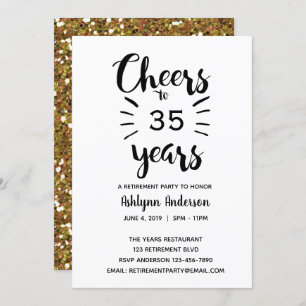 Gold Glitter Retirement Party Invitation