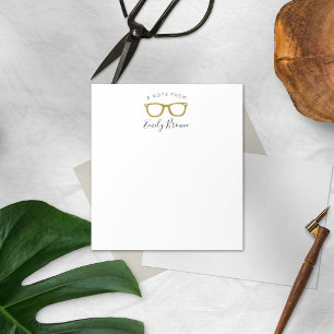 Gold Glitter Retro Glasses Note Pad