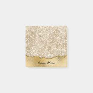 Gold Glitter Ripped Foil Paper Personalised Post-it Notes