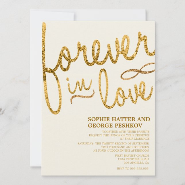 Gold Glitter Romantic Wedding Invitations (Front)