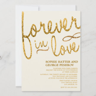 Gold Glitter Romantic Wedding Invitations