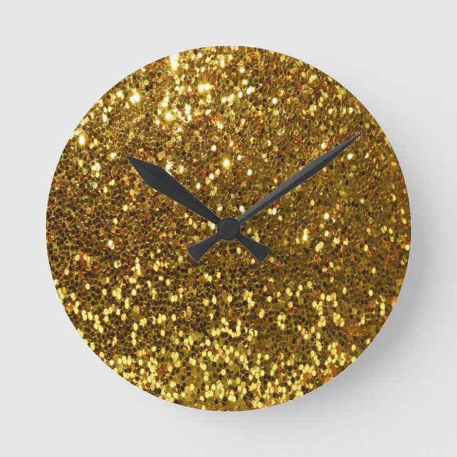Gold Glitter Round Clock (Front)