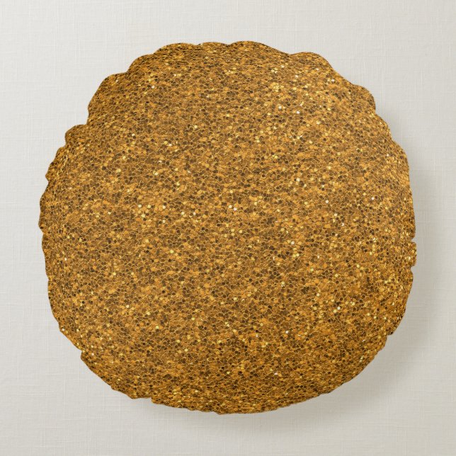 Gold Glitter Round Cushion (Front)