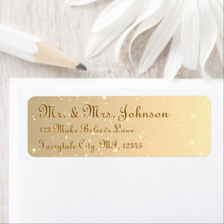 Gold Glitter Royal Wedding Calligraphy Return Address Label