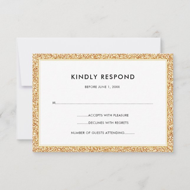 Gold Glitter | RSVP Card (Front)