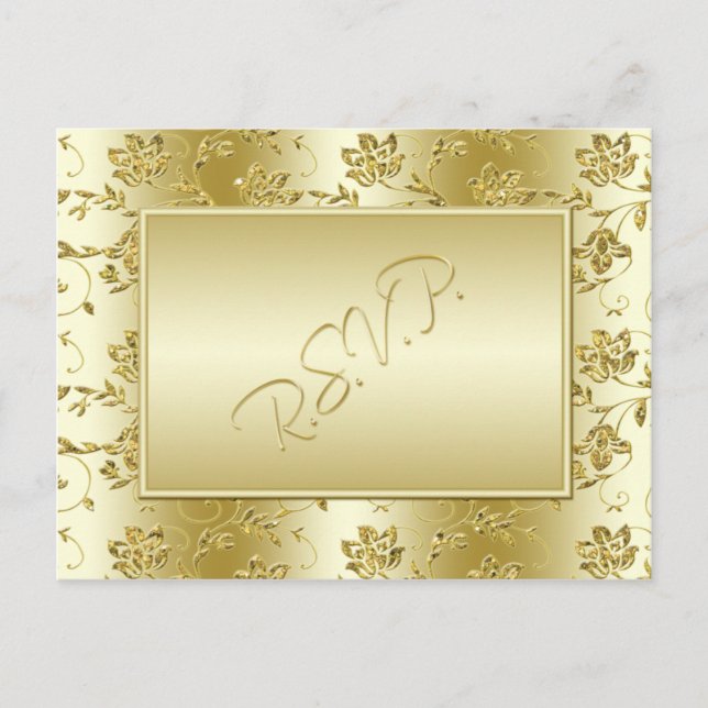 Gold Glitter RSVP Postcard (Will NOT fit with Sq.) (Front)