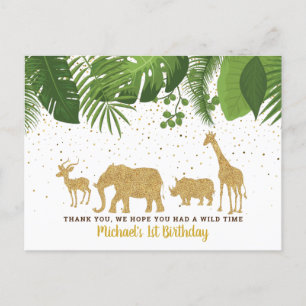 Gold Glitter Safari Adventure Thank You Card