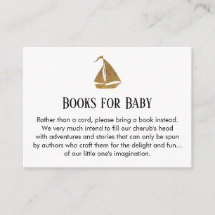 Gold Glitter Sailboat Book Request Insert Cards