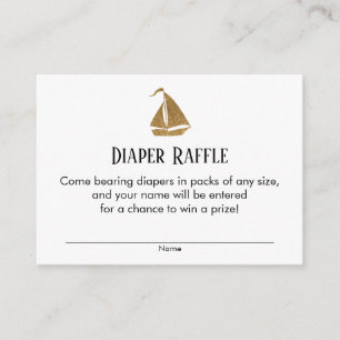 Gold Glitter Sailboat Diaper Raffle Ticket Cards