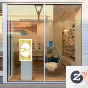 Gold Glitter SALE Sign Window Cling