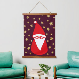 Gold Glitter Santa Starry Night Hanging Tapestry