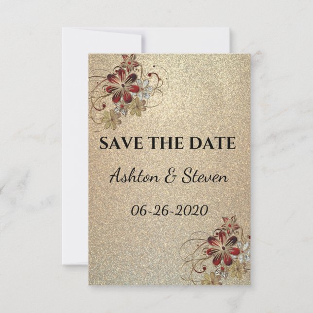 Gold & Glitter Save The Date (Front)