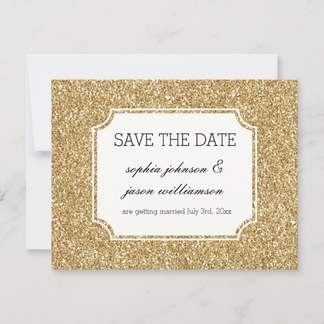 Gold Glitter save the date (Front)