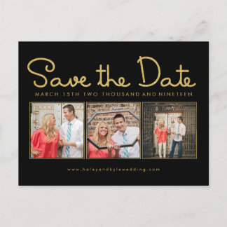 Gold Glitter Save the Date Photo Frame Postcard