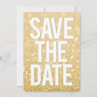 Gold Glitter Save the Date Typography Invitation