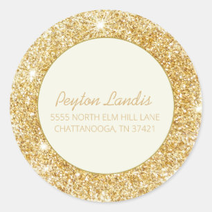 Gold Glitter Script Address Envelope Seal