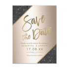 Gold glitter script black metallic save the date