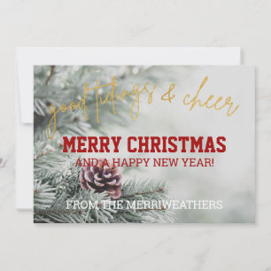 Gold Glitter Script Photo Christmas Greeting Card