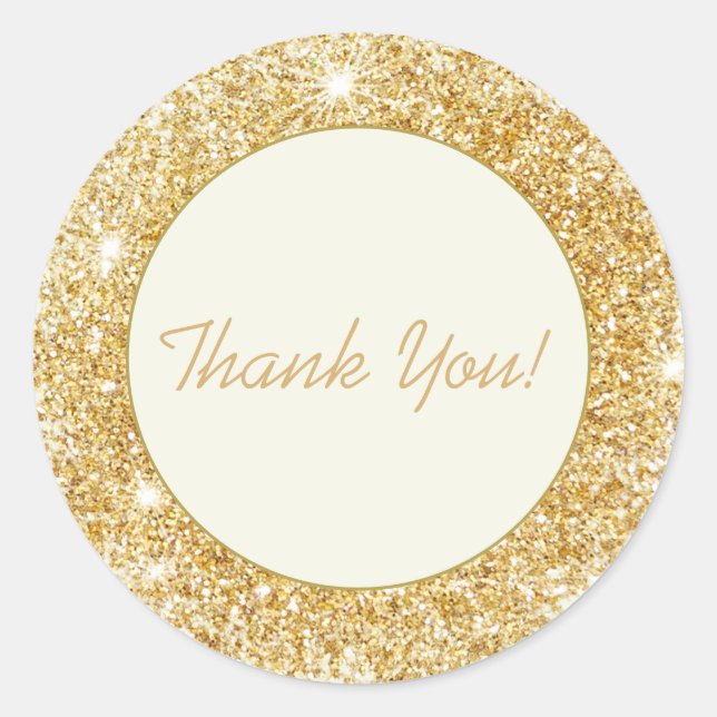 Gold Glitter Script Thank You Envelope Seal Favour (Front)