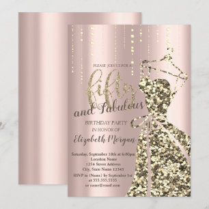 Gold Glitter Sequins Dress50th Birthday Party Invi Invitation