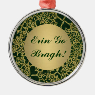 Gold Glitter Shamrocks Metal Tree Decoration