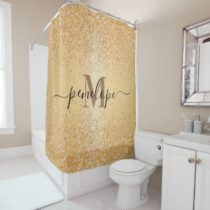 Gold Glitter Shower Curtain