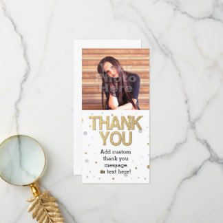 Gold Glitter Silver Foil Print Confetti Thank You Card