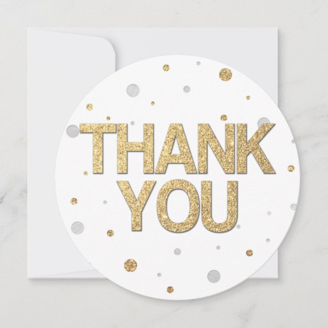 Gold Glitter Silver Foil Print Confetti Thank You Invitation (Front)