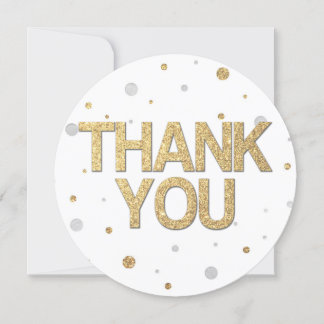 Gold Glitter Silver Foil Print Confetti Thank You Invitation