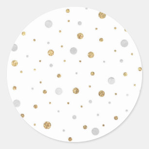 Gold Glitter Silver Foil Printed Confetti Classic Round Sticker