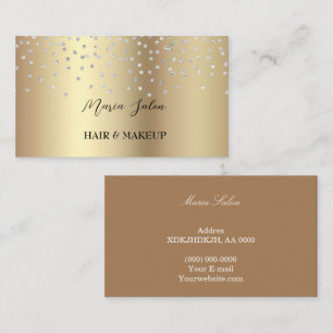 Gold glitter Silver watercolor Business Card