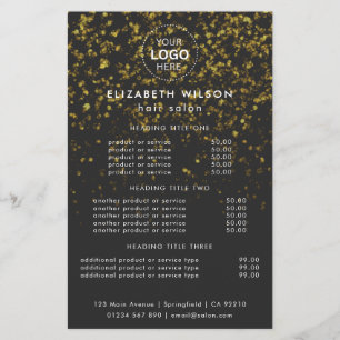 Gold Glitter   Simple Salon Service Menu Flyer