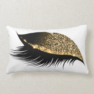 Gold Glitter Sleep Makeup Eyes Lash White Left Lumbar Cushion