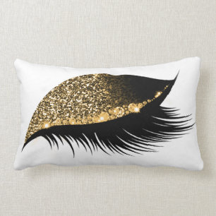 Gold Glitter Sleep Makeup Eyes Lash White Lumbar Cushion