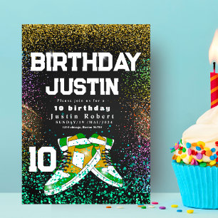 Gold glitter Sneaker Ball Birthday party colourful Invitation