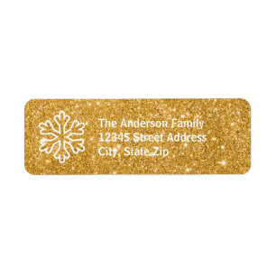 Gold Glitter Snowflake - Return Address Label