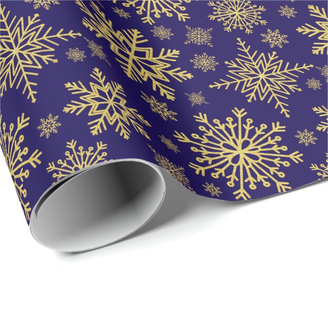 Gold Glitter Snowflakes Wrapping Paper (Roll Corner)