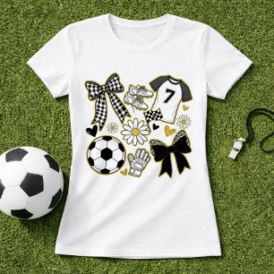 Gold Glitter Soccer Game Day Girly Style T-Shirt
