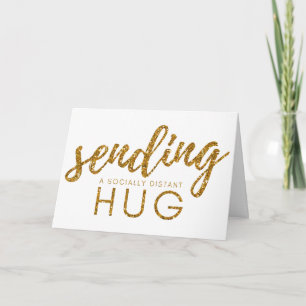 Gold Glitter Social Distancing Hug Card