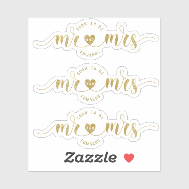 Gold glitter Soon to Be Mr and Mrs Wedding Shower (Sheet)