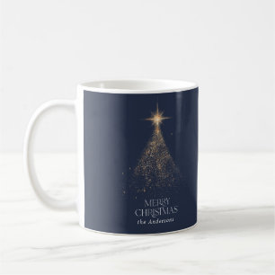 Gold glitter sparkle blue modern Christmas photo Coffee Mug