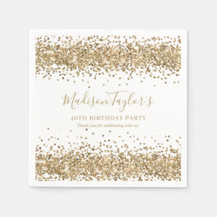 Gold Glitter Sparkle Confetti Chic Modern Birthday Napkin