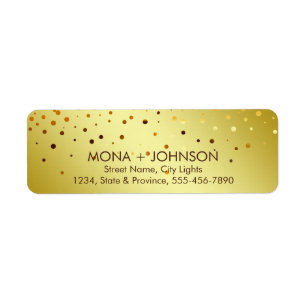 Gold Glitter Sparkle Confetti Dots Return Address Label