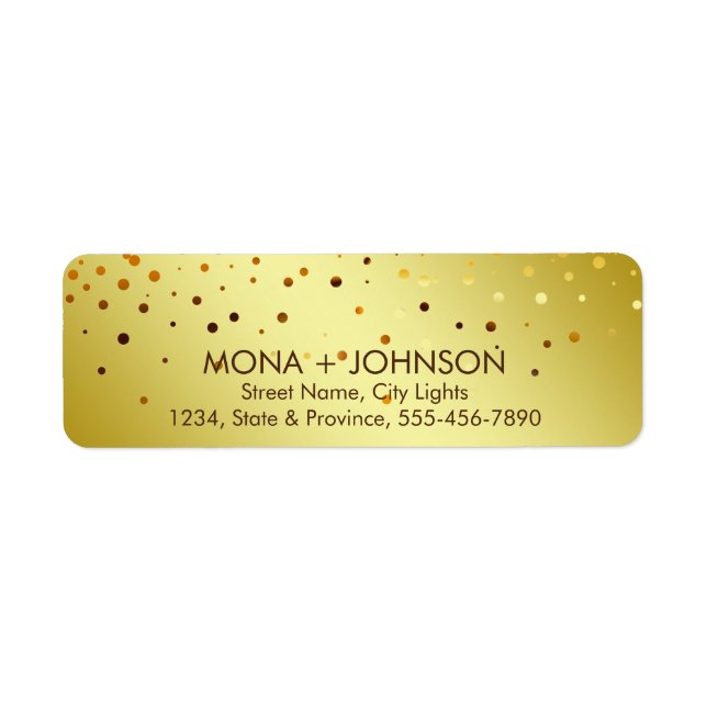 Gold Glitter Sparkle Confetti Dots Return Address Label (Front)