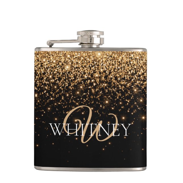 Gold Glitter Sparkle Elegant Luxury Texture        Hip Flask (Front)