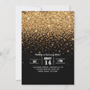 Gold Glitter Sparkle Elegant Luxury Texture Invitation
