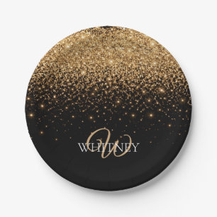 Gold Glitter Sparkle Elegant Luxury Texture Paper Plate