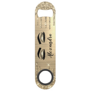 Gold Glitter Sparkle Eyelashes Monogram Name