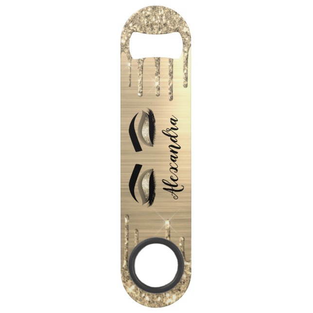 Gold Glitter Sparkle Eyelashes Monogram Name (Front)